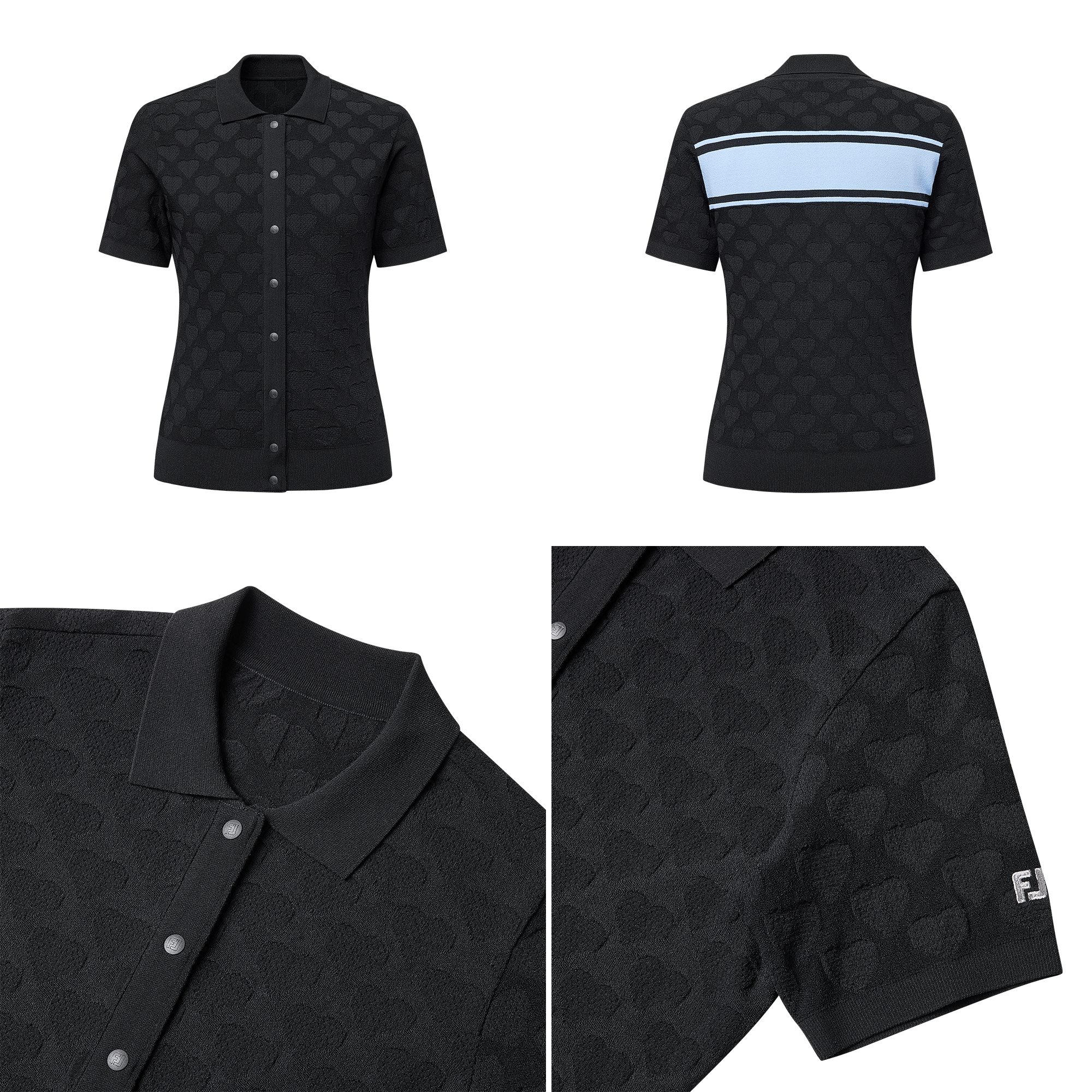 Patterned Open-Collar Polo Shirt Women