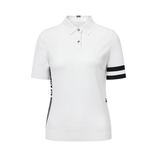 Stripe Logo Short Sleeve Polo Shirt Women